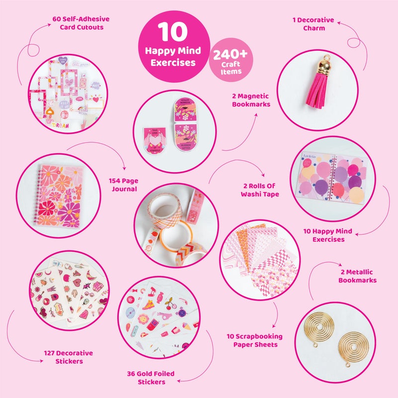 jackinthebox DIY Journal for Girls Ages 8-12  242 pcs  Scrapbook Kit  Tween Girls Gifts  Girls Journal Kit  Includes 10 Mental Health Exercises  Journaling Kit  Gifts for 8 9 10 11 12-Year-Old - Image 2